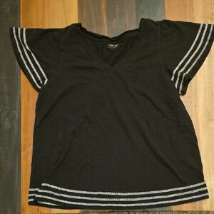 Lane Bryant Black Top With White Stripes